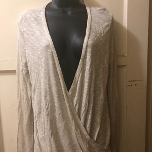 Tan long sleeve front V cut